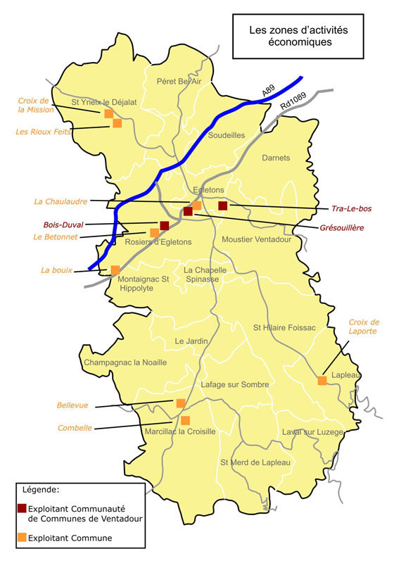 Carte interactive des zones d’activités économiques du territoire de la communauté de Communes de Ventadour